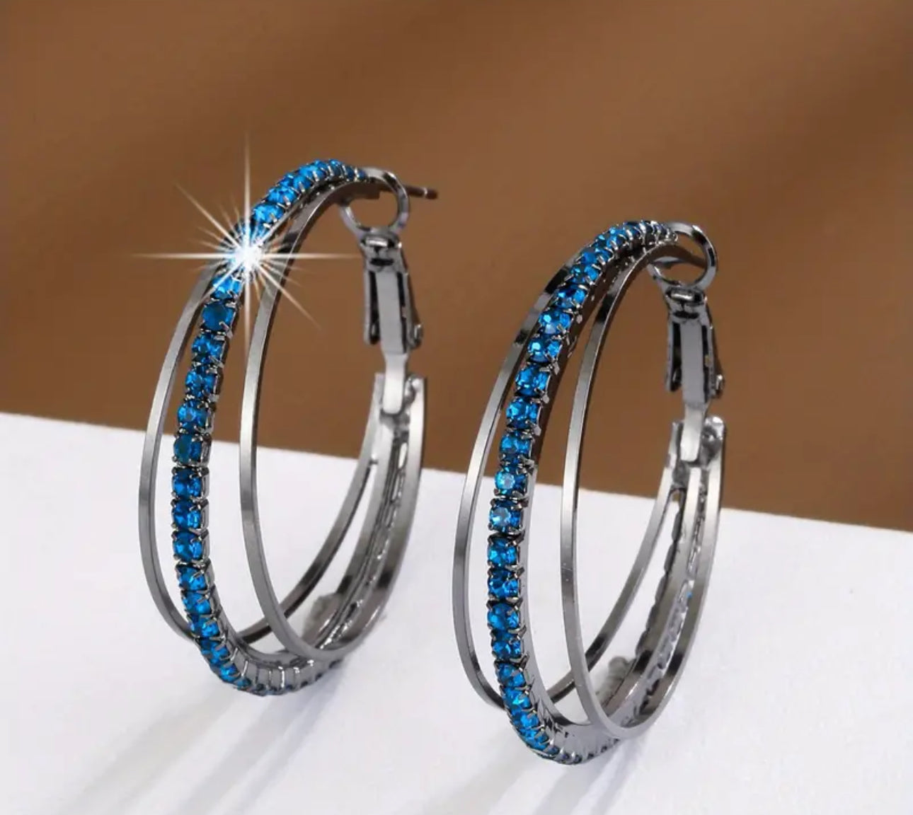 18k Gold-Plated Cubic Zirconia Triple Hoop Earrings