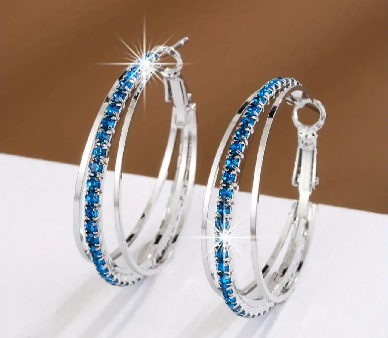 18k Gold-Plated Cubic Zirconia Triple Hoop Earrings