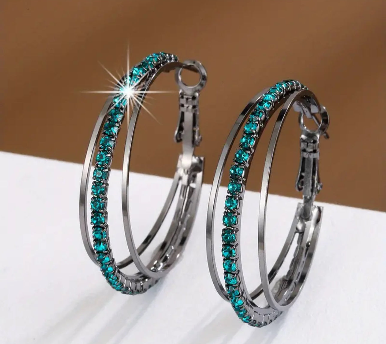 18k Gold-Plated Cubic Zirconia Triple Hoop Earrings