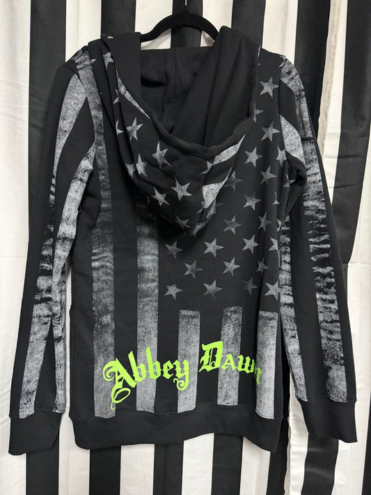 Like New- RARE Abbey Dawn Flag Long Line Hoodie