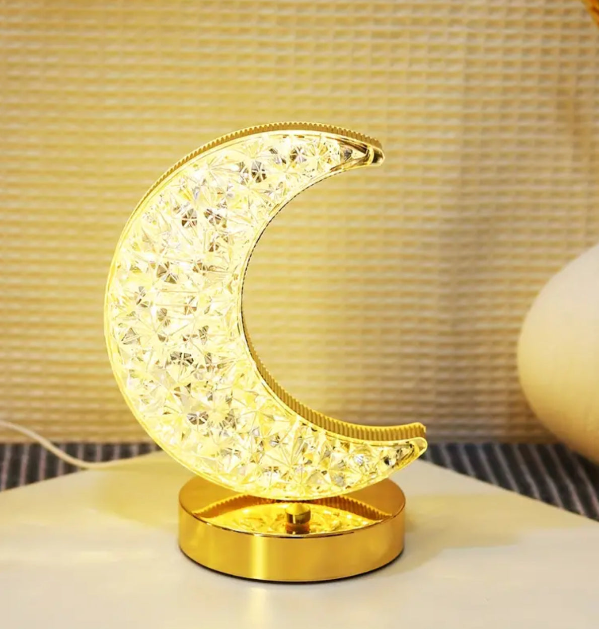 Touch Activated Multicolor Function Moon Table Lamp Goth With Glitter