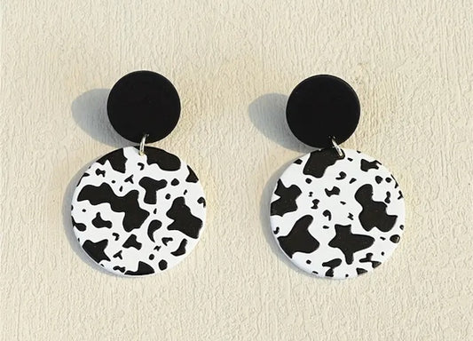 Cow Print Dangle Earrings