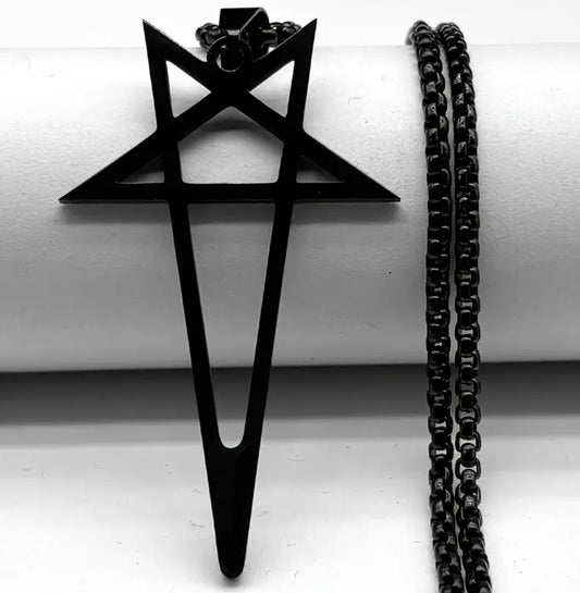 Stainless Steel Black Pentagram Necklaces