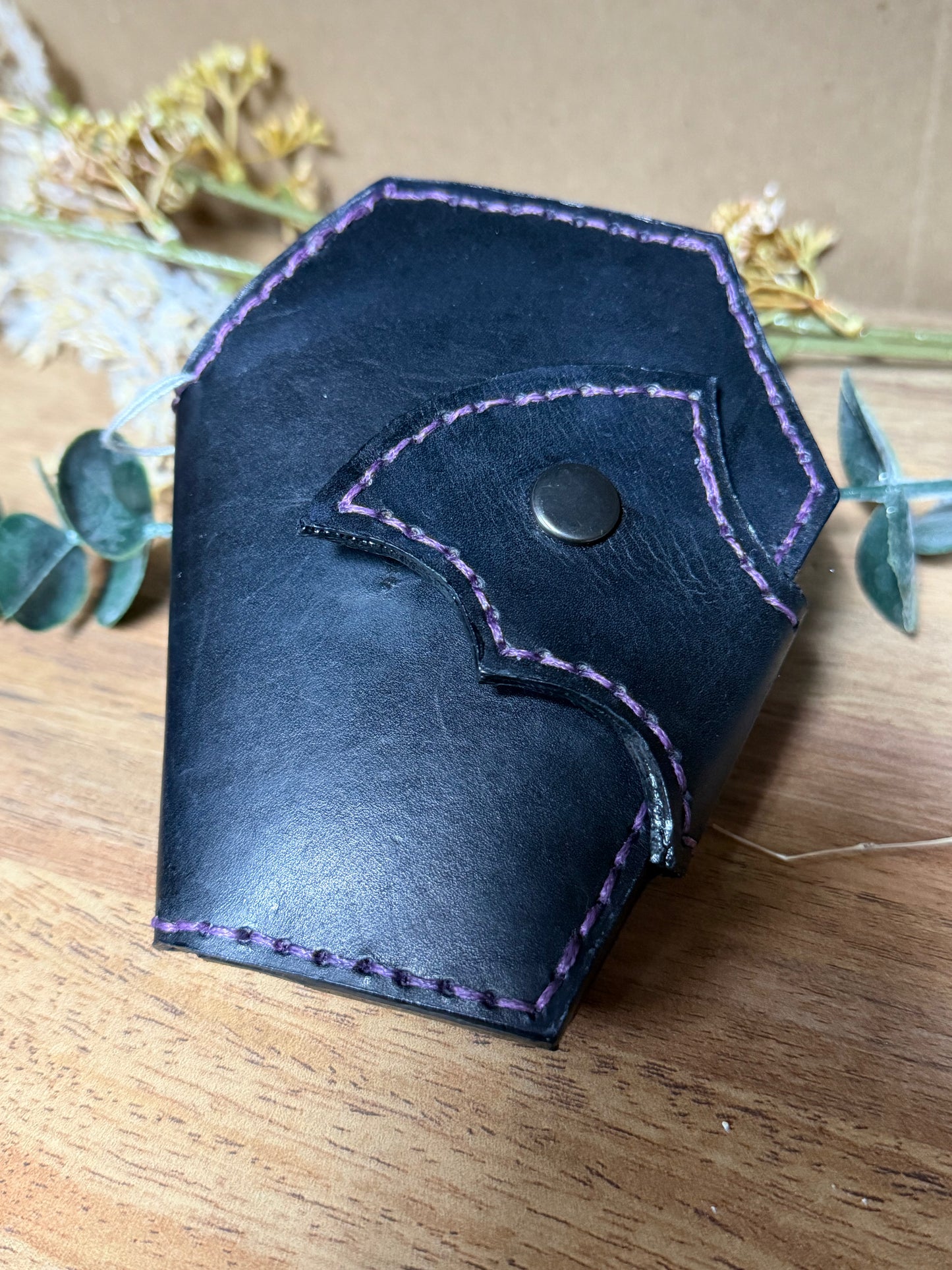 Handmade- Real Leather- Purple Dragon Wing Wallet