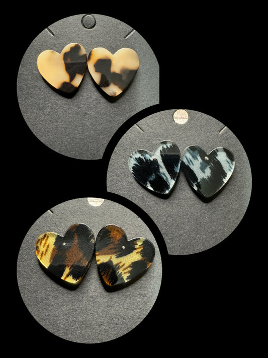 Animal Print Heart Earrings