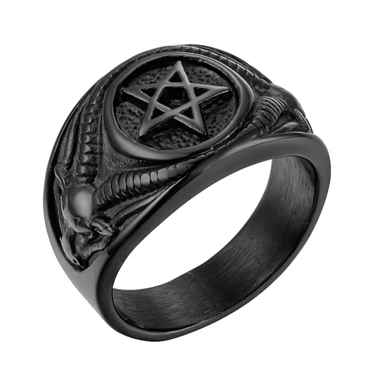 .316 Stainless Steel Baphomet Pentagram Ring