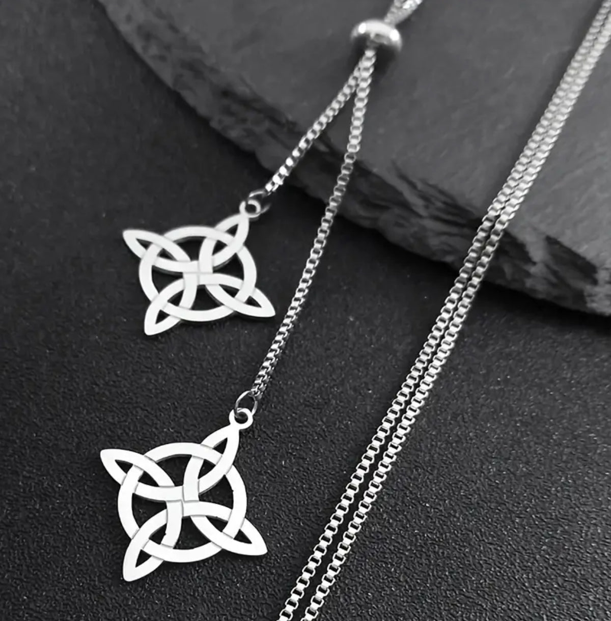 Stainless Steel Witch's Knot Lariat Necklace