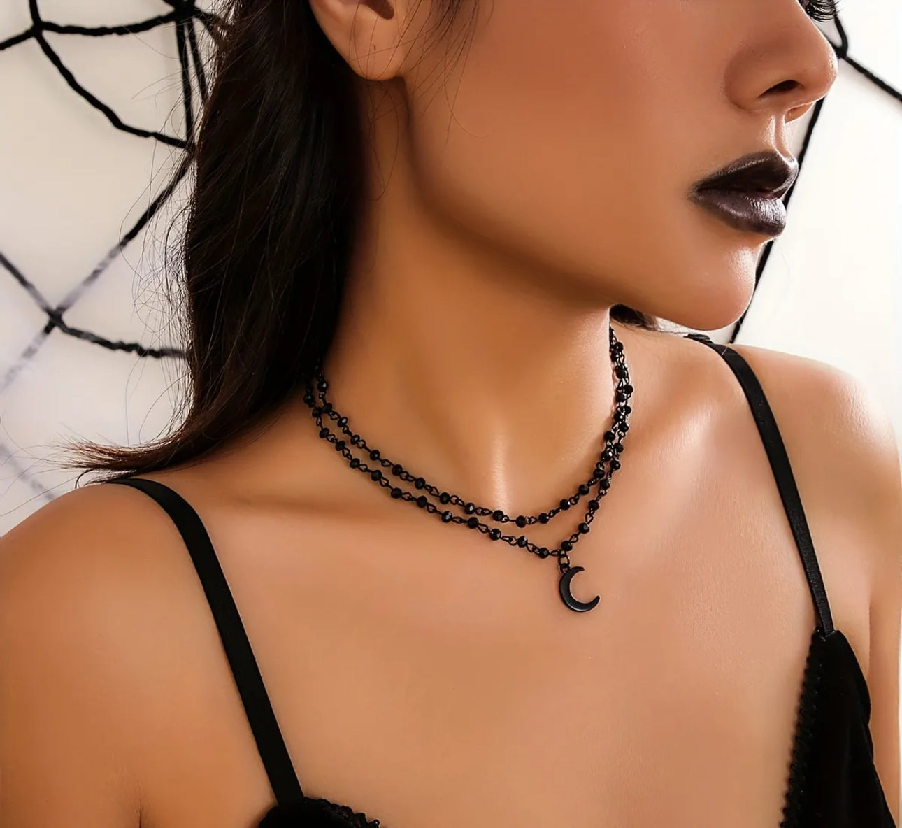 Gothic Moon 2-Layer Beaded Necklace