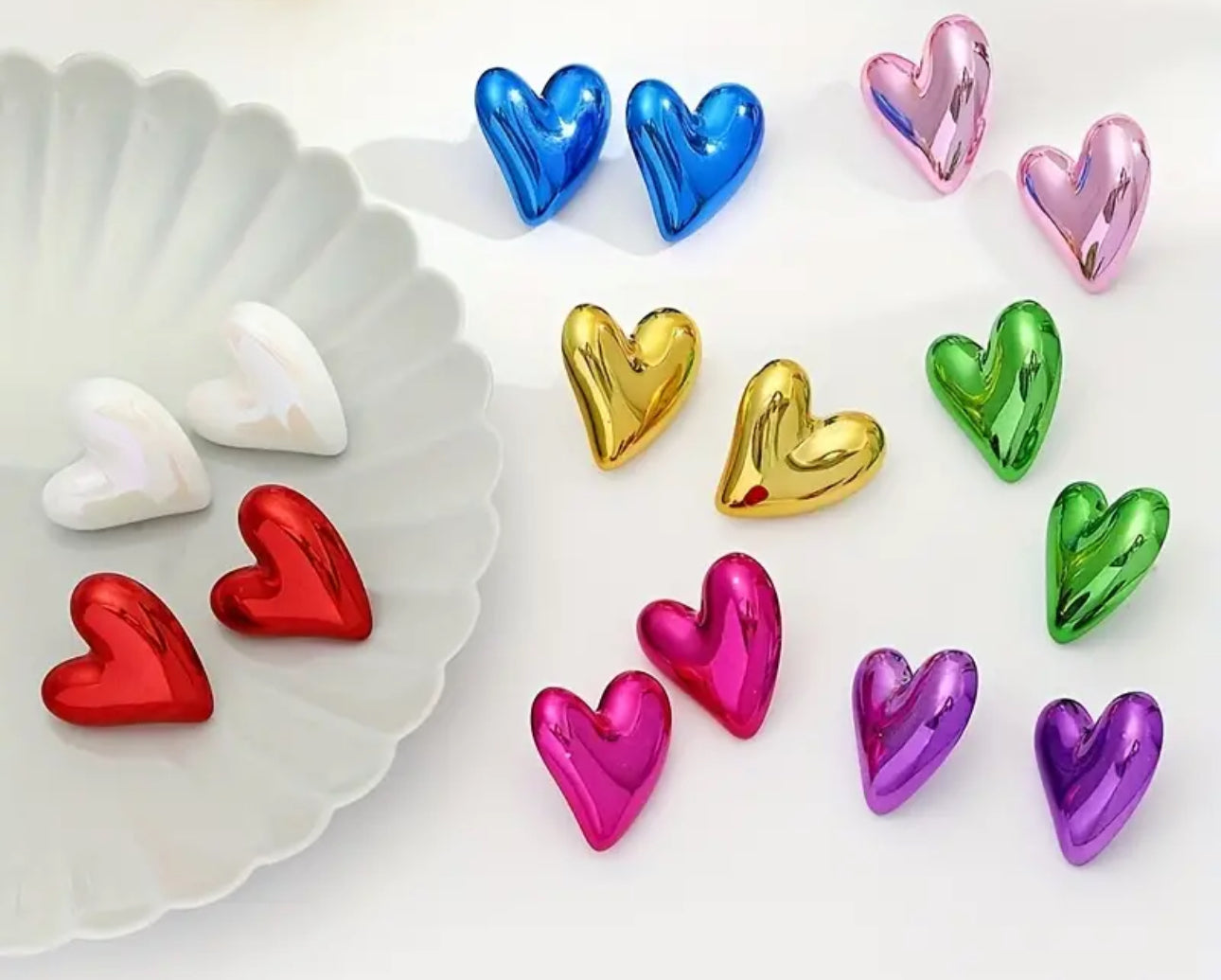 Colorful Glossy Heart Studs