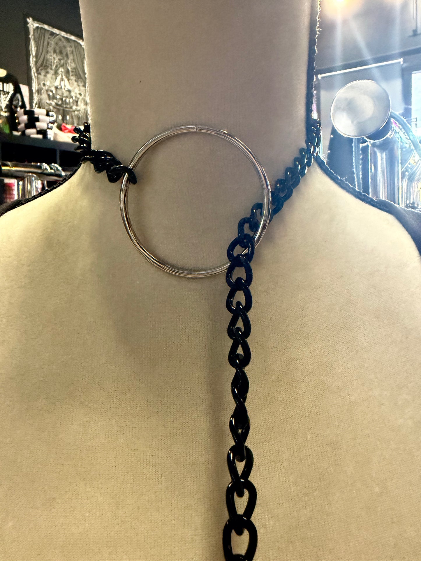 Stainless Steel Big O-Ring Choke Chain-Black/Silver- Shane#10