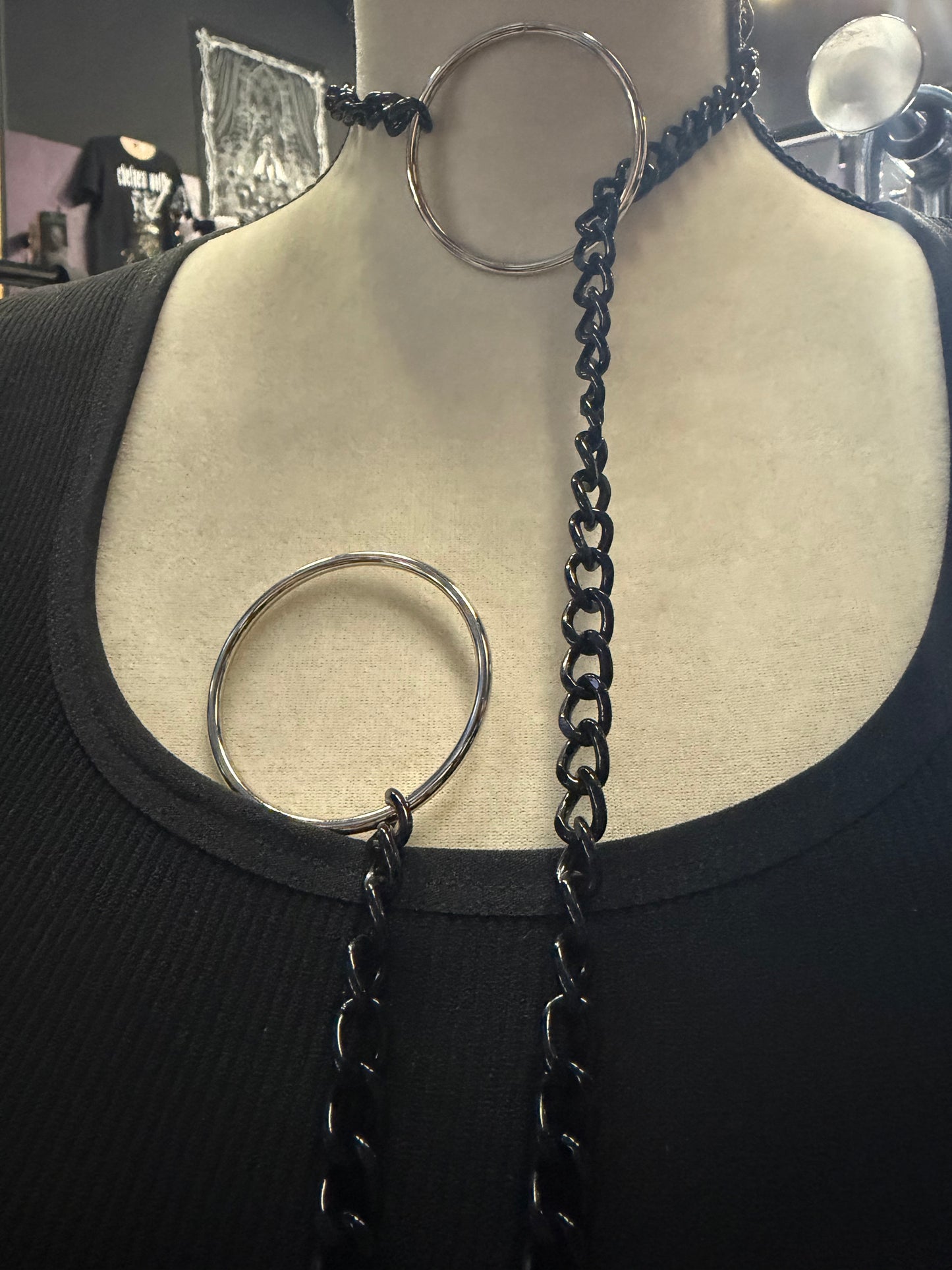 Stainless Steel Big O-Ring Choke Chain-Black/Silver- Shane#10