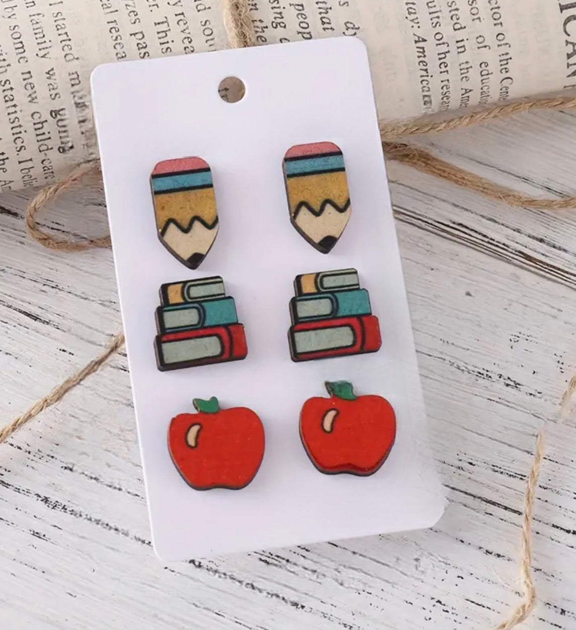 Wooden Teacher Earring Set