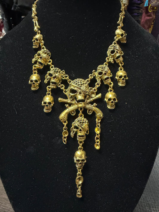 Gold Pirate Necklace & Earrings