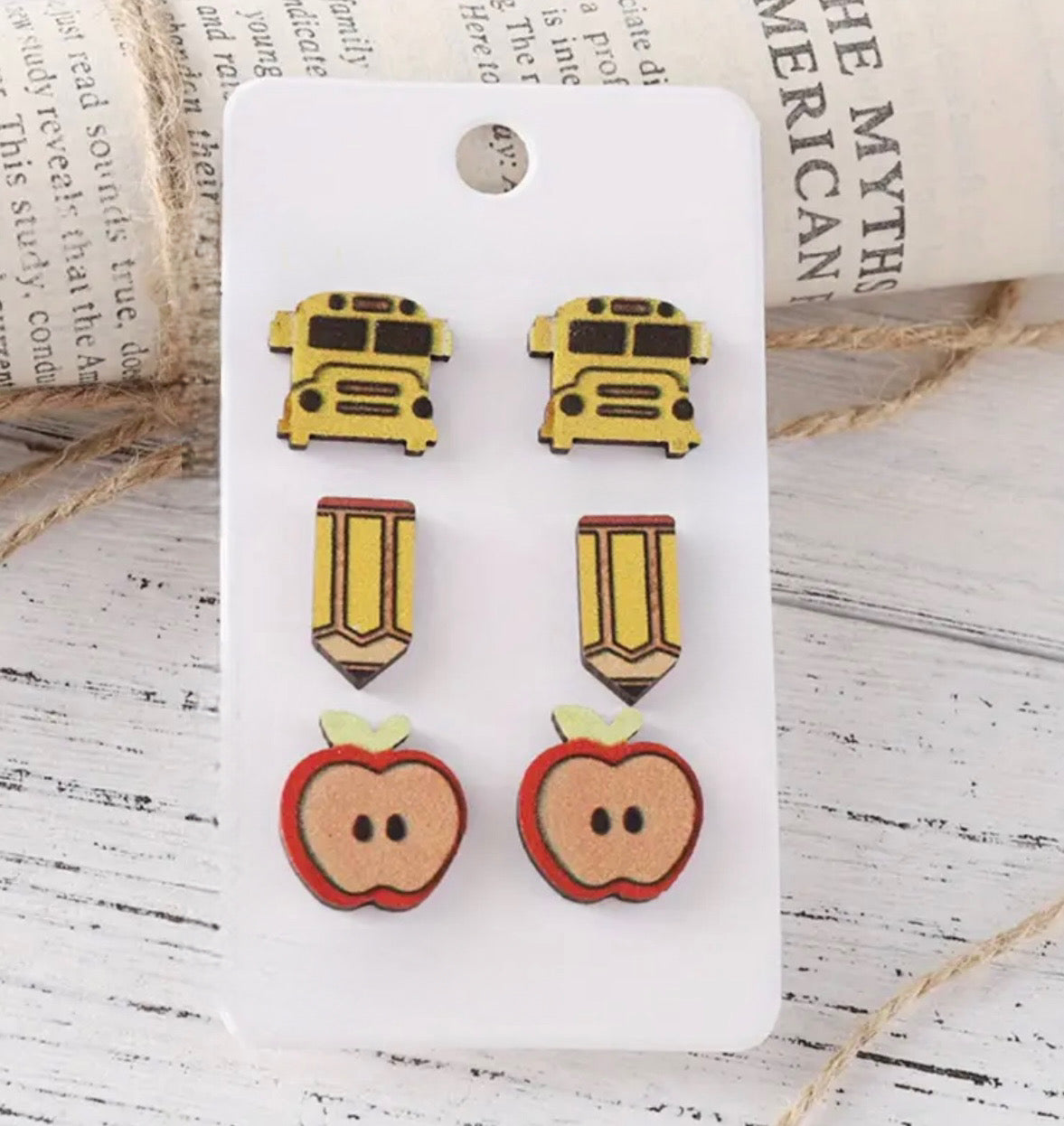 Wooden Teacher Earring Set