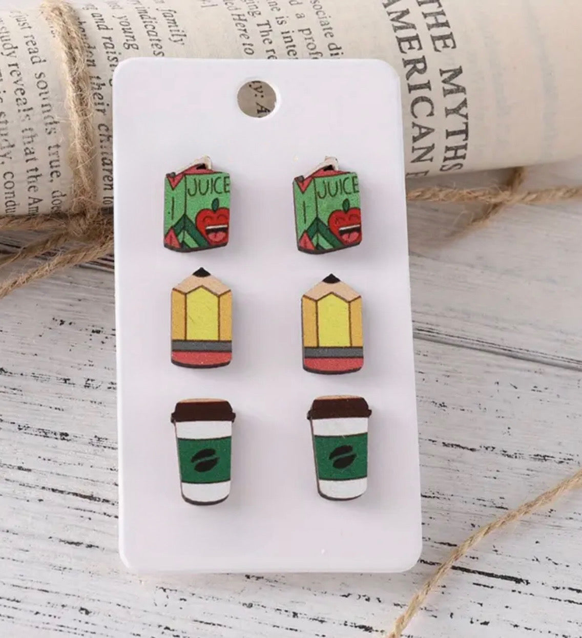 Wooden Teacher Earring Set