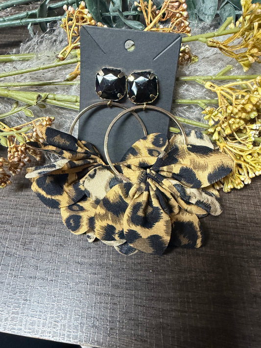 Big Cloth Leopard Statement Earrings