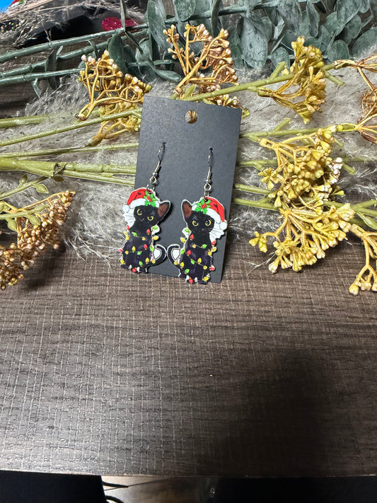 Christmas Cat Earrings