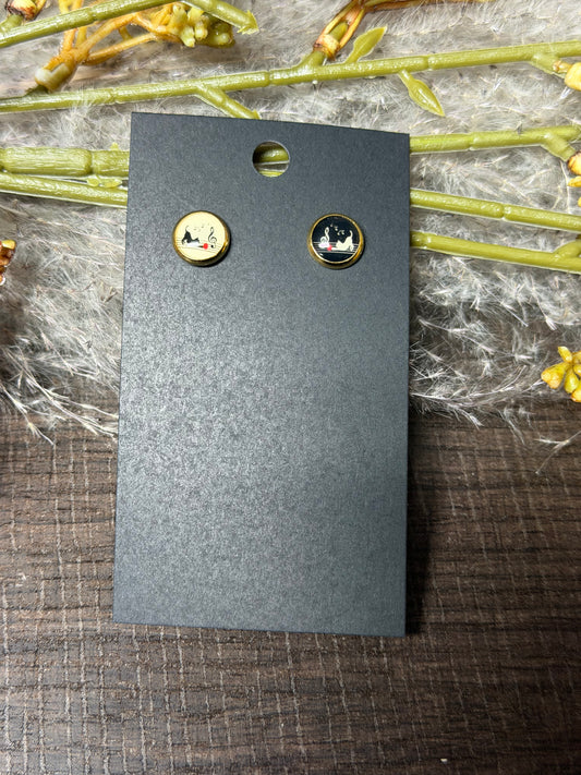 Music Cat Stud Earrings