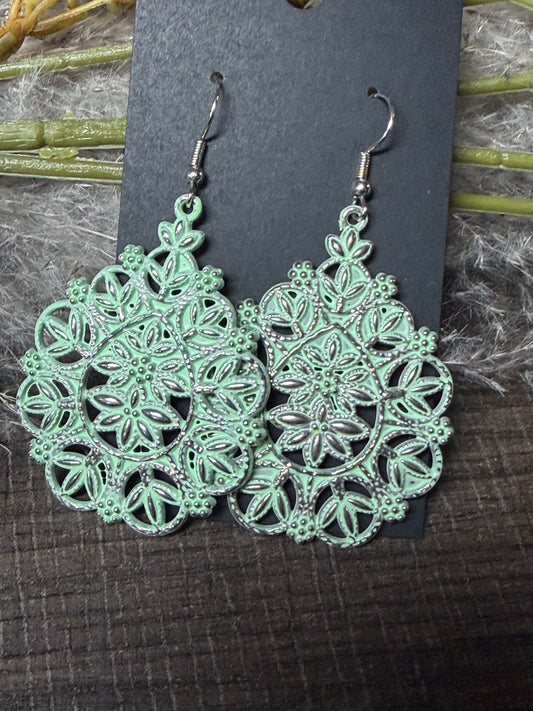 Garden Goth Mint Filigree Earrings