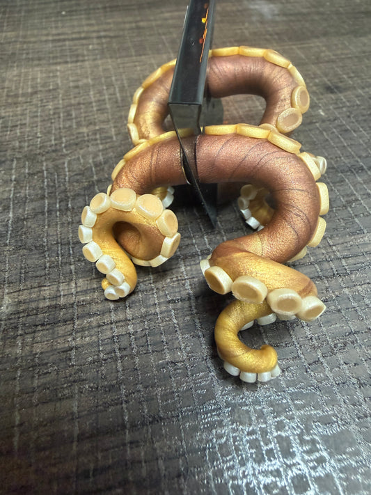 Handmade- Hand Sculpted, Hand-Painted Brown/Tan Tentacle Earrings- WTFCharms #1750
