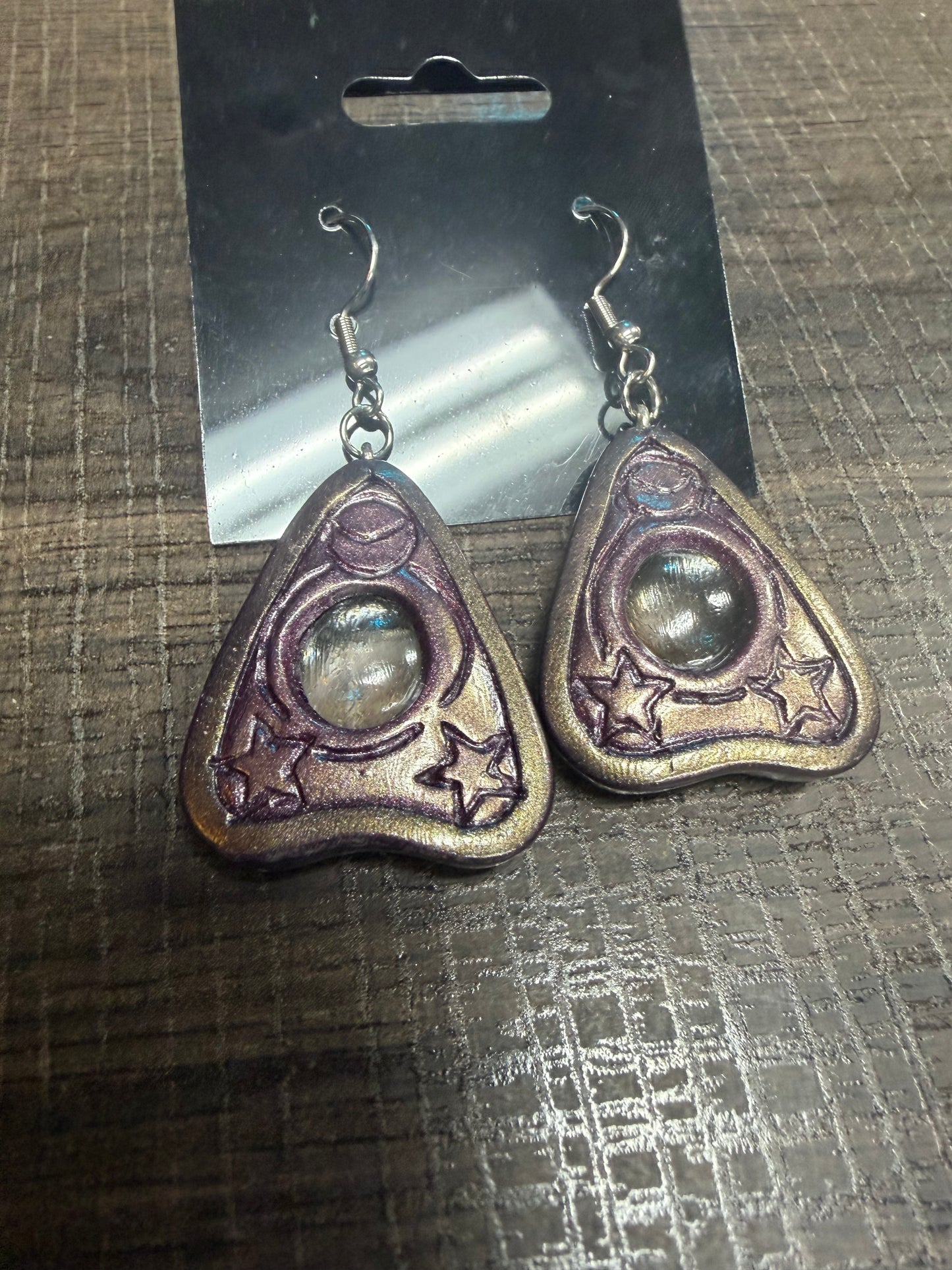 Handmade- Hand Sculpted, Hand-Painted Planchette Clay Earrings- WTFCharms #10