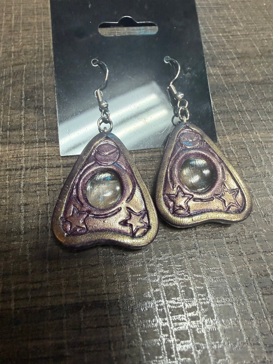 Handmade- Hand Sculpted, Hand-Painted Planchette Clay Earrings- WTFCharms #10