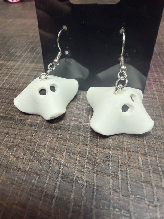 Handmade- Hand Sculpted, Hand-Painted 3D Ghost Earrings- WTFCharms #10