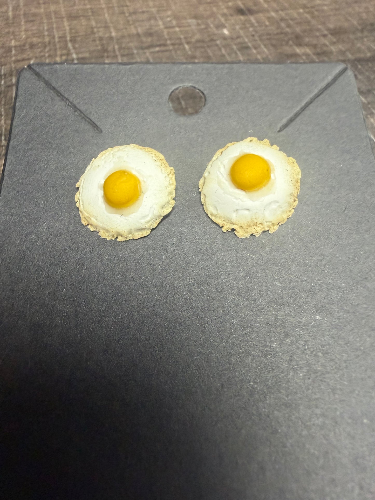 Handmade- Hand Sculpted, Hand-Painted Fried Egg Earrings- WTFCharms #750
