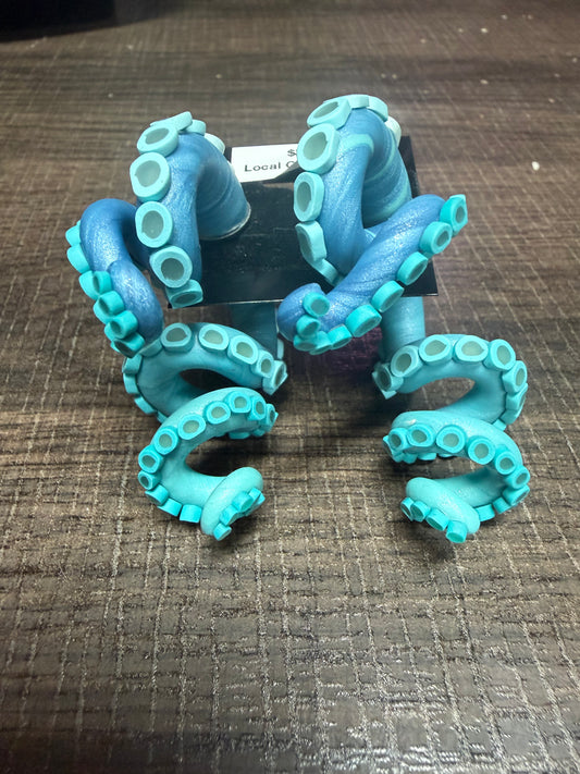 Handmade- Hand Sculpted, Hand-Painted Blue Ombre Tentacle Earrings- WTFCharms #1750