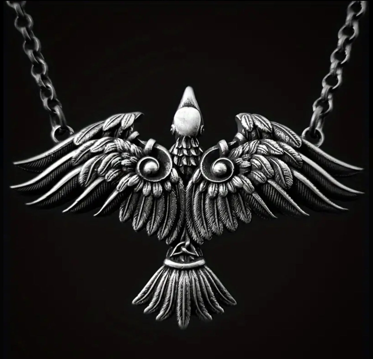 Viking Raven Pendant Necklace