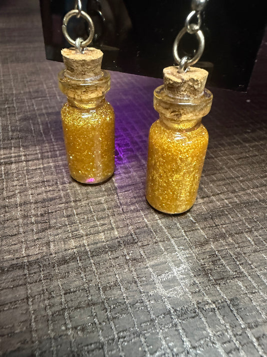 Handmade- Hand Sculpted, Hand-Painted Mini Potion Bottles Clay Earrings- WTFCharms #10