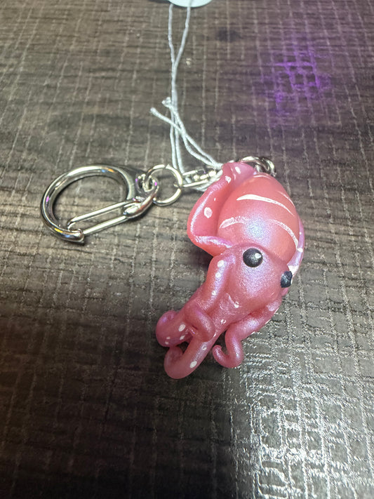 Handmade- Hand Sculpted, Hand-Painted Cuttlefish Keychain- WTFCharms #750
