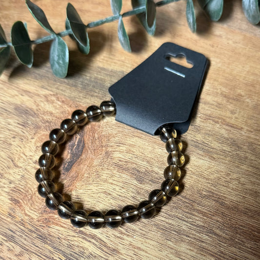 Smoky Quartz Bead Stretch Bracelet