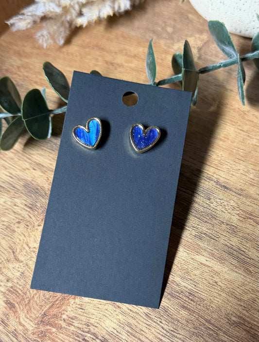 Universe Sparkle Heart Stud Earrings