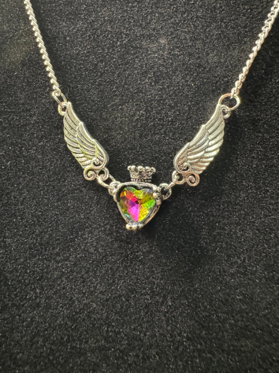 Oil Spill Crown / Wings Necklace