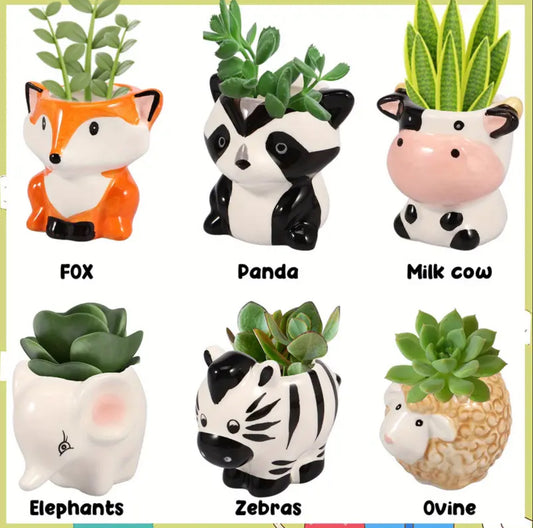 Miniature Ceramic Animal Succulent Planters (Roughly 3 inches in size)