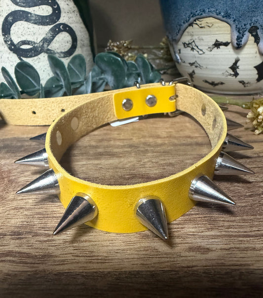 Spiked Choker- Yellow