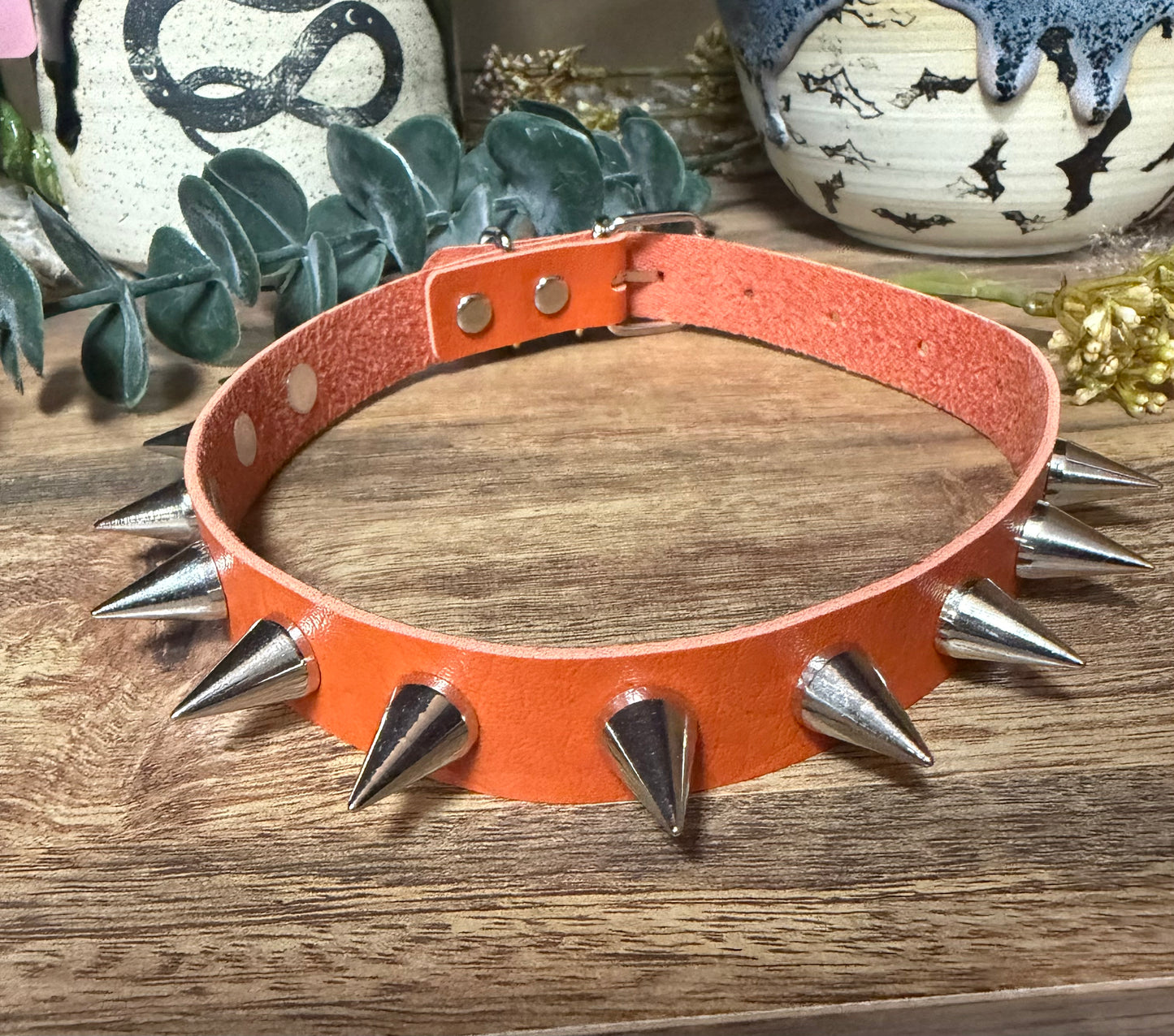 Spiked Choker- Orange