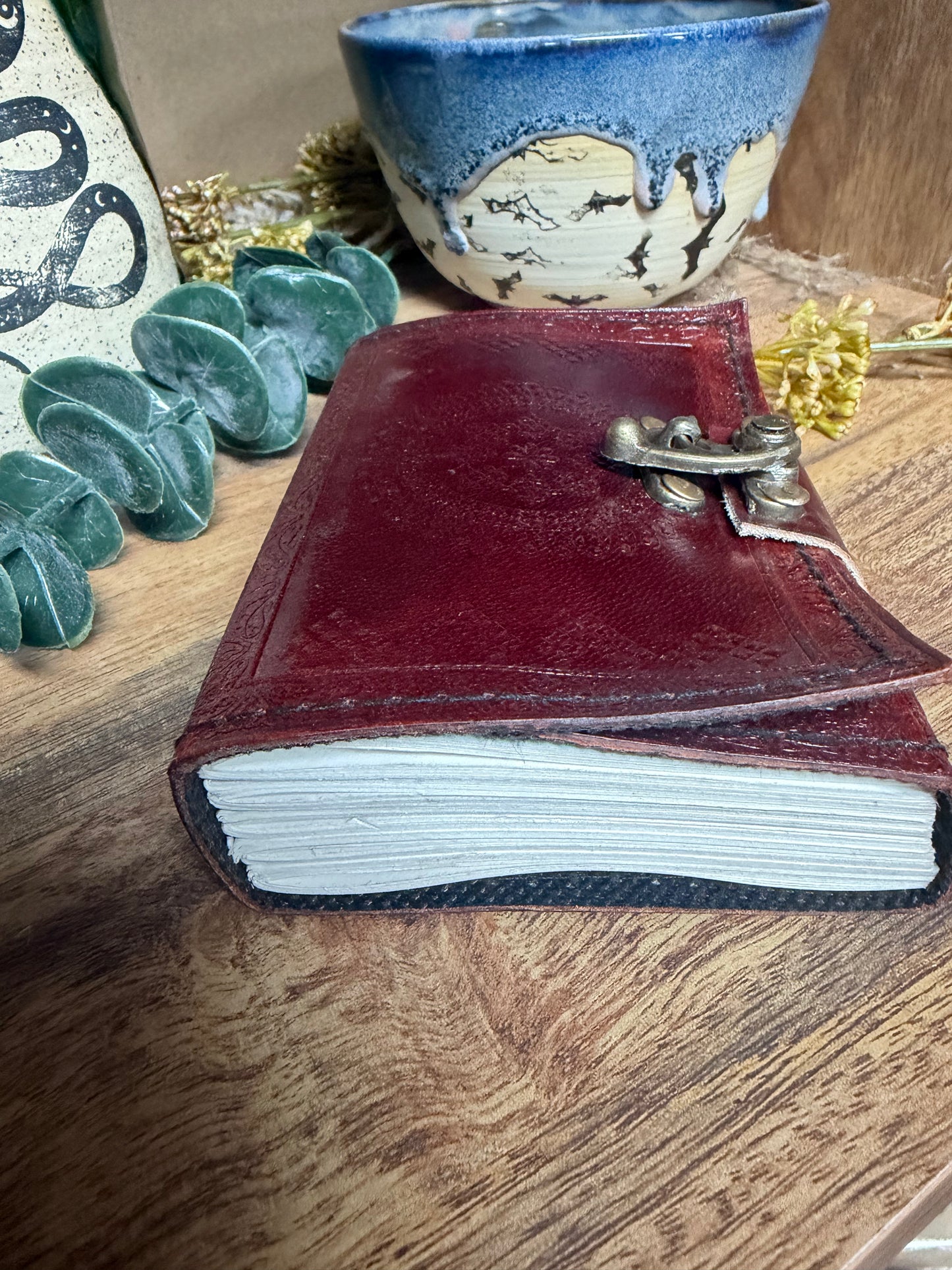 Oxblood Embossed Leather Travel Journal