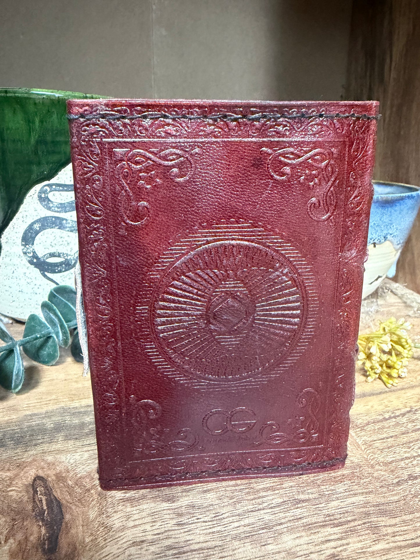Oxblood Embossed Leather Travel Journal