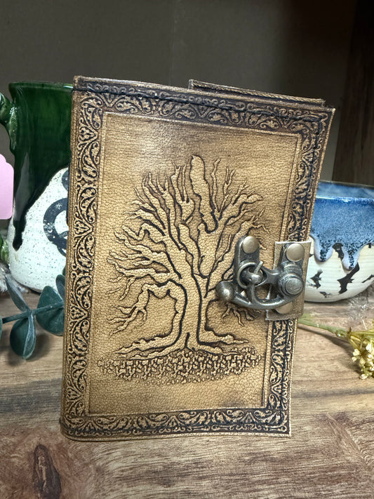 Weathered Tree Embossed Leather Travel Journal