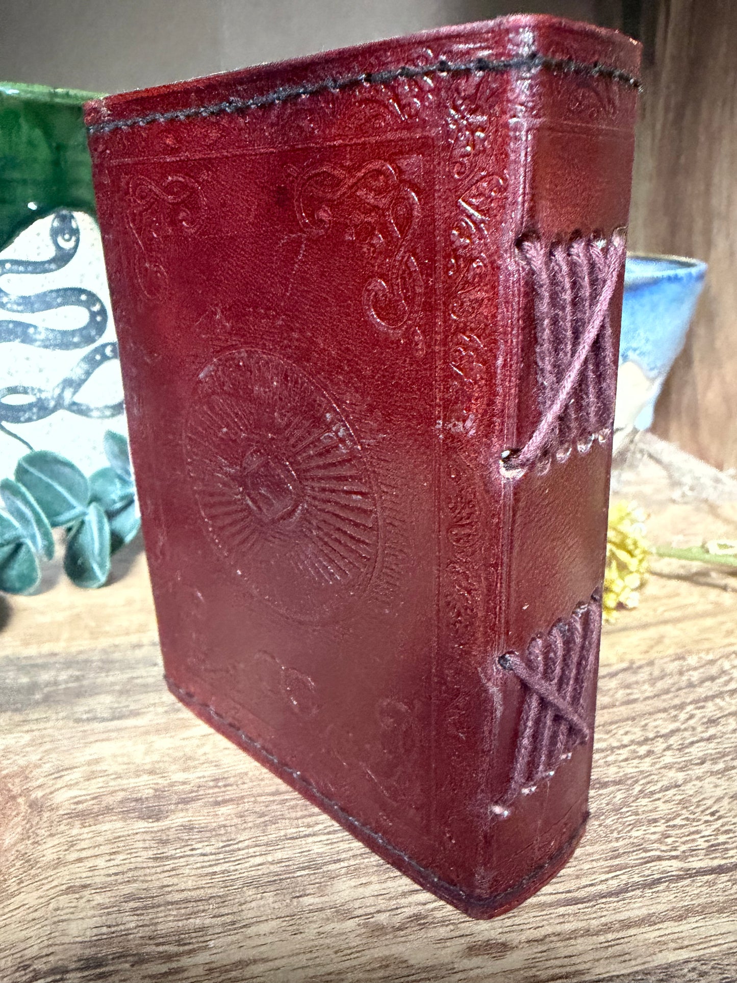 Oxblood Embossed Leather Travel Journal