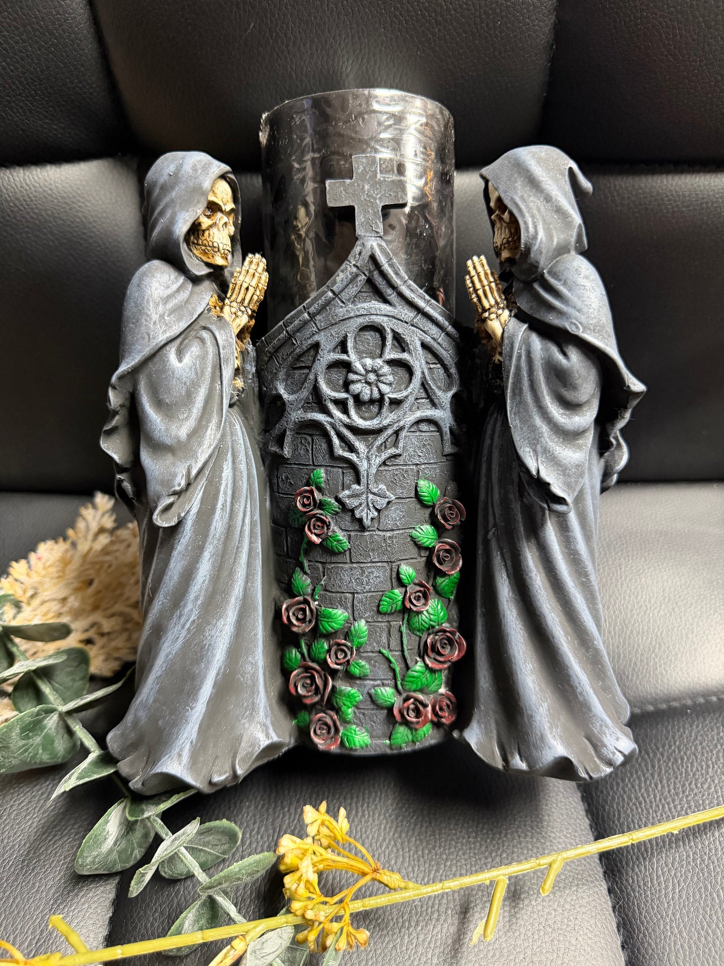 Gothic Skeleton Pillar Candle Holder
