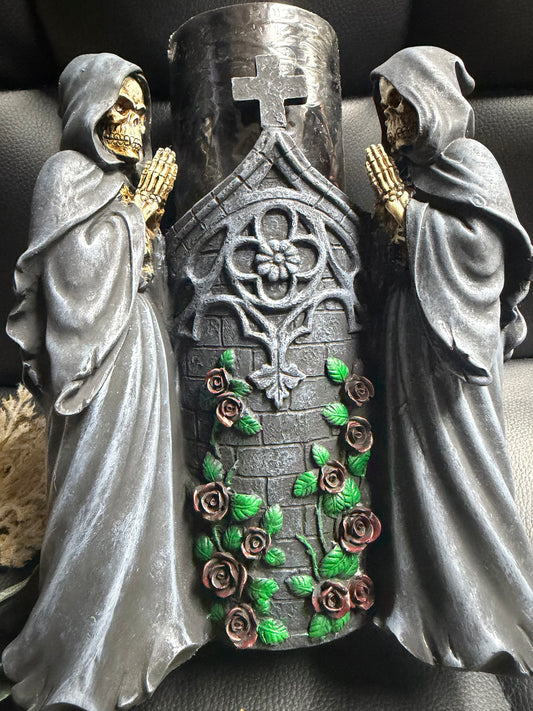Gothic Skeleton Pillar Candle Holder
