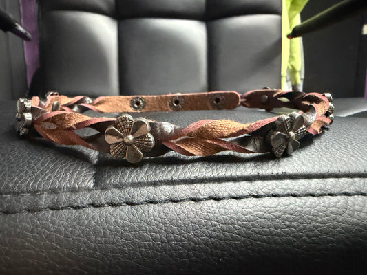 Brown W/Flowers- Double Bracelet or Choker