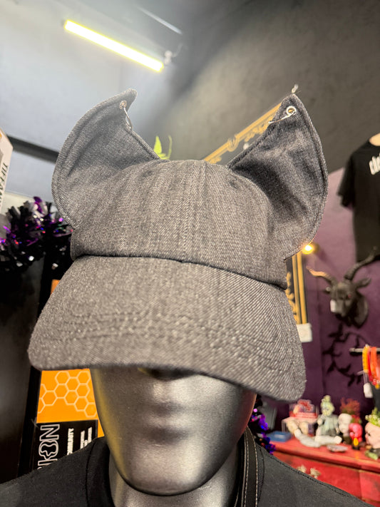 Black Denim Pierced Ear Hat