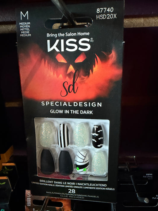 Striped/Bats/Mummy- Glow In the Dark Nails