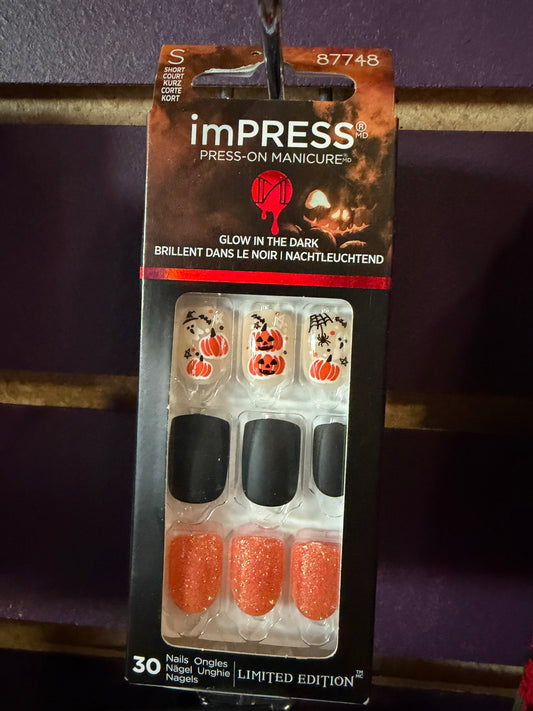 Pumpkin/Black/Glitter Glow In The Dark-Nails