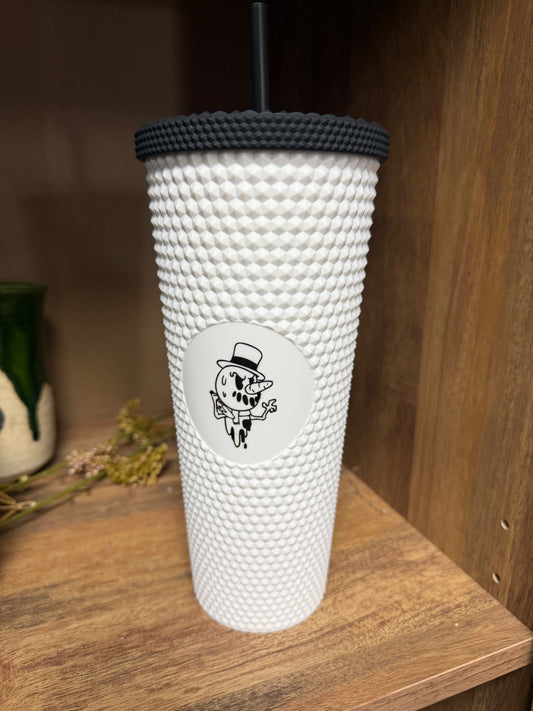 24oz Black/White Murderous Snowman Studded Tumbler
