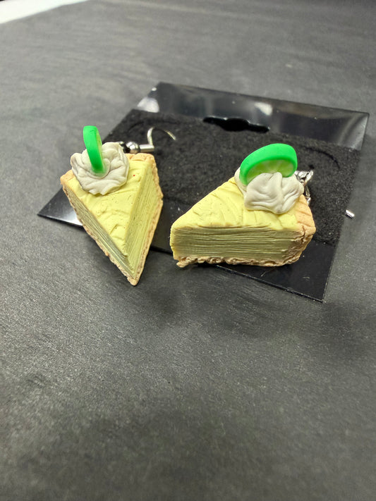 Handmade- Hand Sculpted, Hand-Painted Keylime Pie Earrings- WTFCharms #10